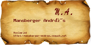 Mansberger András névjegykártya
